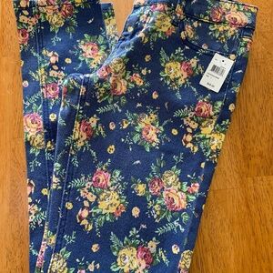 Flower print jeans